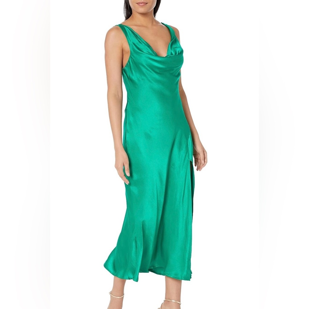 Elegant Green Satin Dress
